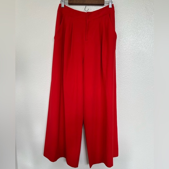 Alice+Olivia Red Orange Wide Leg High Waisted Pants - Picture 1 of 8